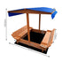 Keezi Kids Sandpit Wooden Sandbox Sand Pit with Canopy Foldable Seat Toys 120cm | Outdoorium