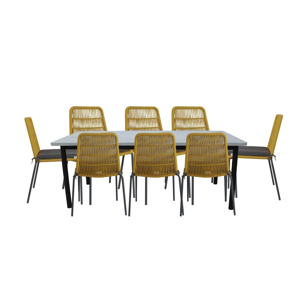 Lara 9pc Set 240cm Outdoor Dining Table 8 Chair Glass Concrete Top - Outdoorium