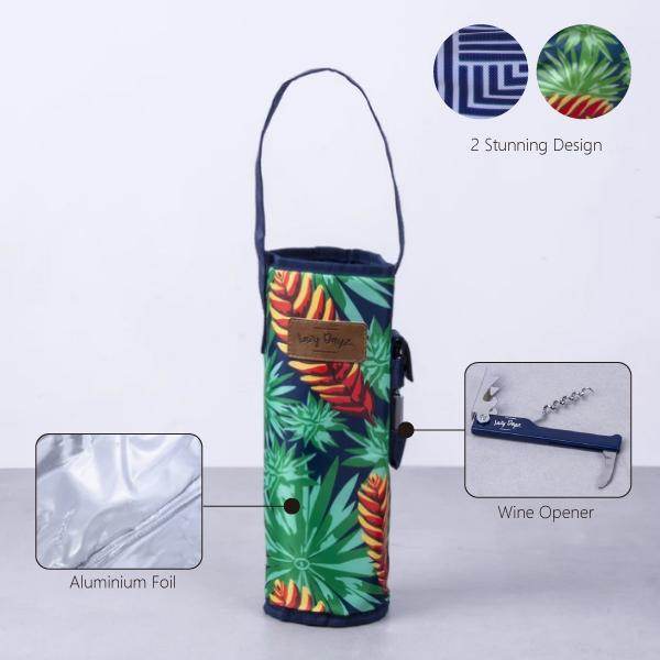 Lazy Dayz Insulated Wine Bottle Tote - Makena | Outdoorium