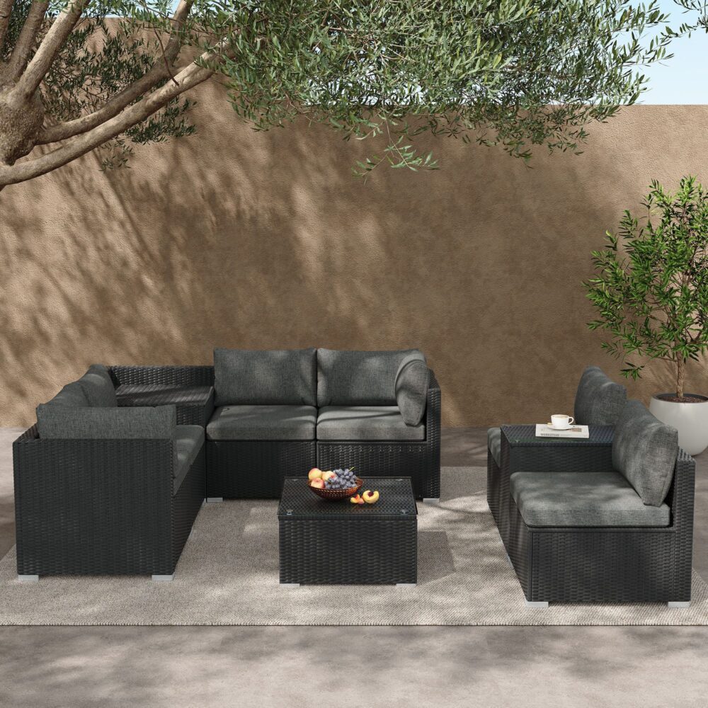 Modular Outdoor Lounge Set - 9pcs Sofa, Armchairs and Coffee Table | Outdoorium