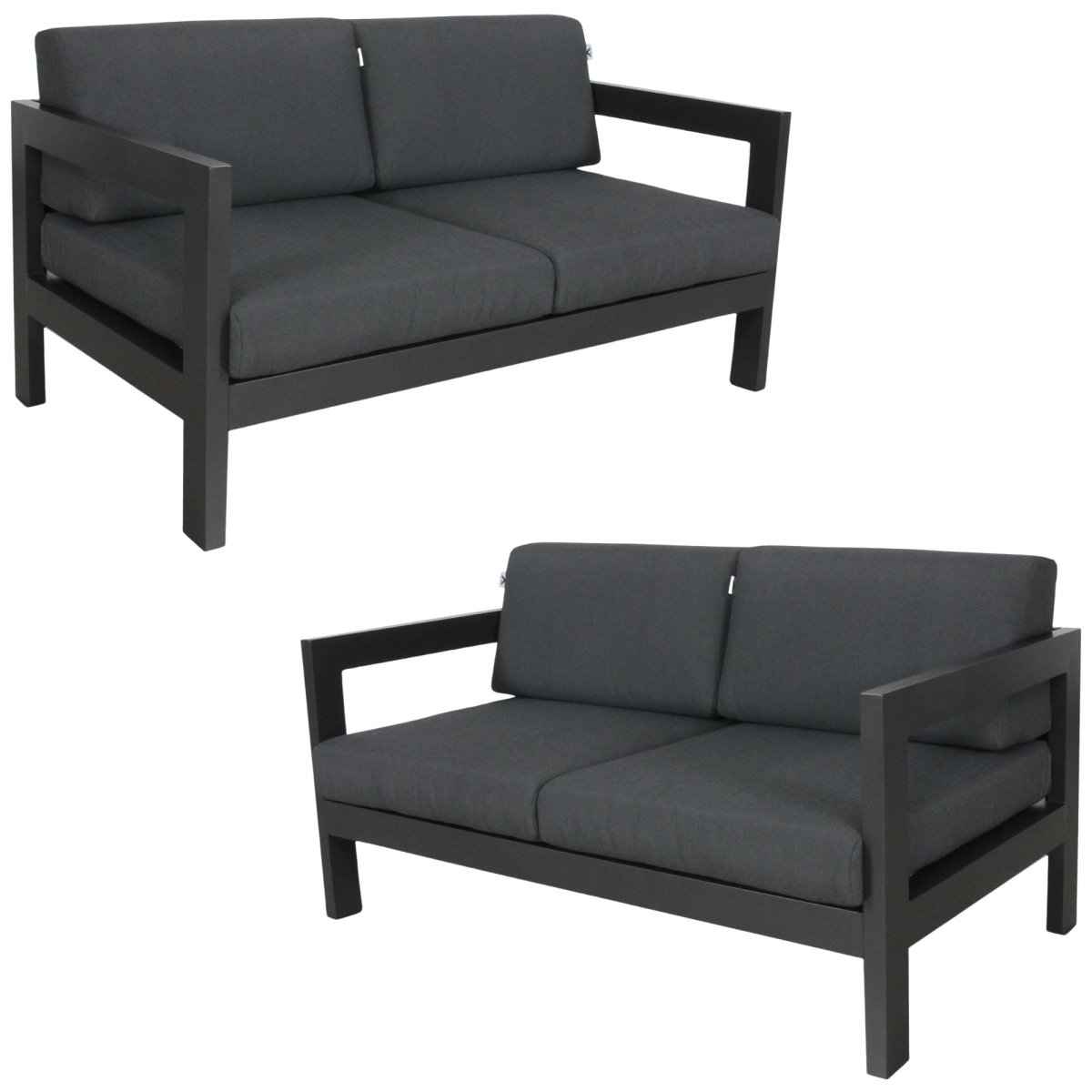Outie 2pc Set 2+2 Seater Outdoor Sofa Lounge Aluminium Frame Charcoal - Outdoorium