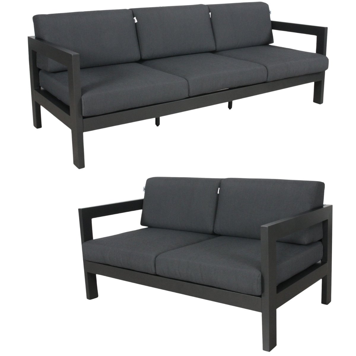 Outie 2pc Set 2+3 Seater Outdoor Sofa Lounge Aluminium Frame Charcoal - Outdoorium