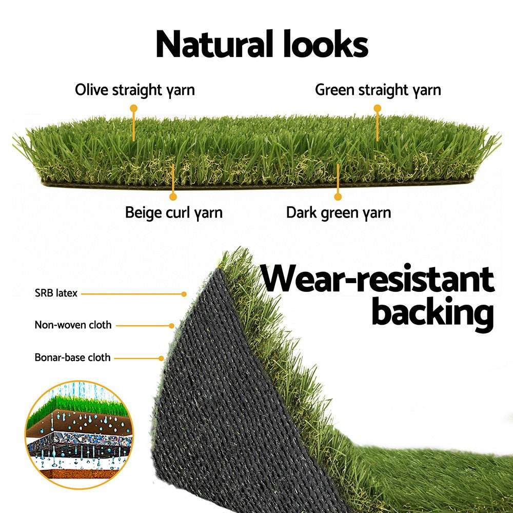 Prime Turf Artificial Grass 45mm 1mx10m Synthetic Fake Lawn Turf Plastic Plant 4 - coloured | Outdoorium