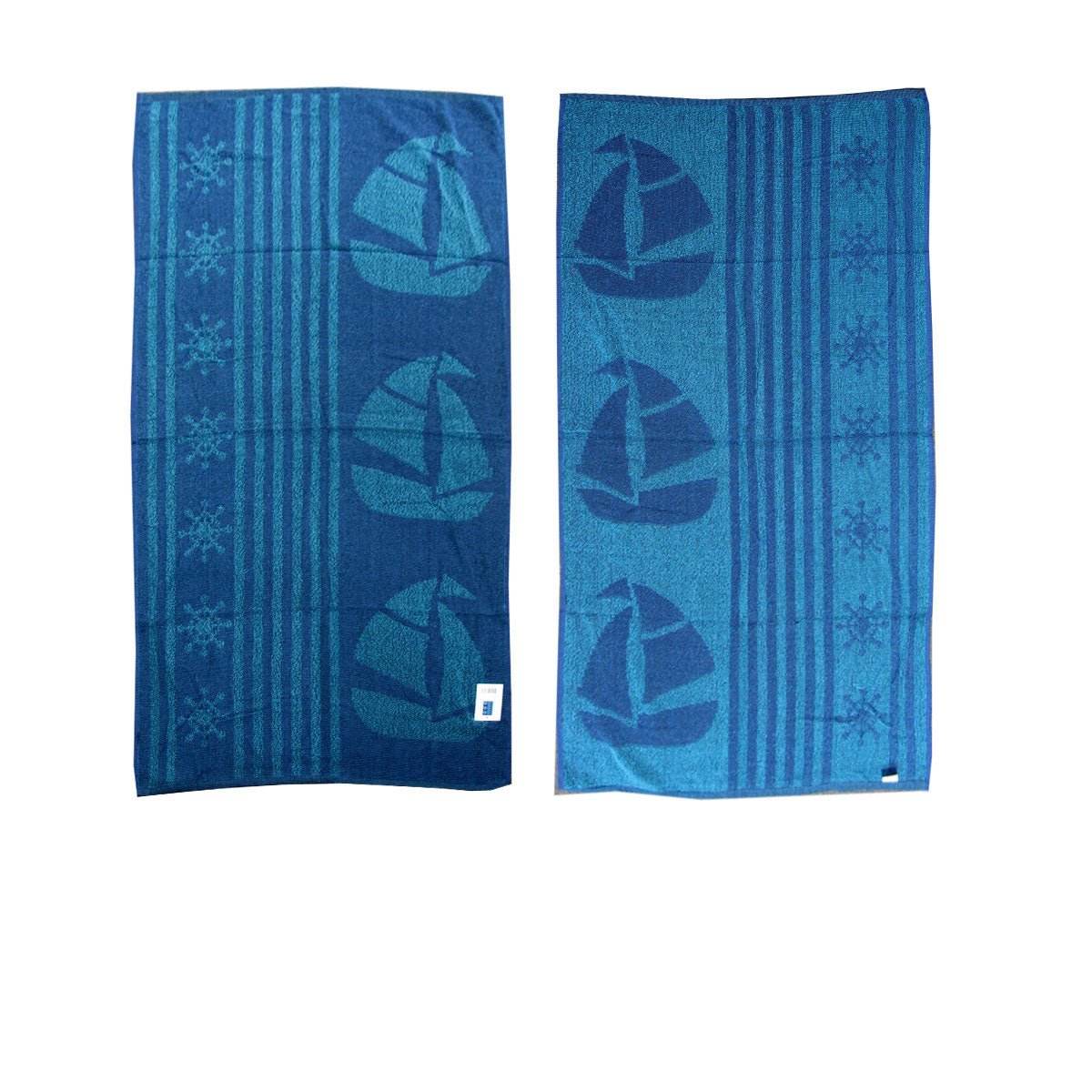Set of 4 Imperfect Jacquard Terry Beach Towels Sail Boat | Outdoorium