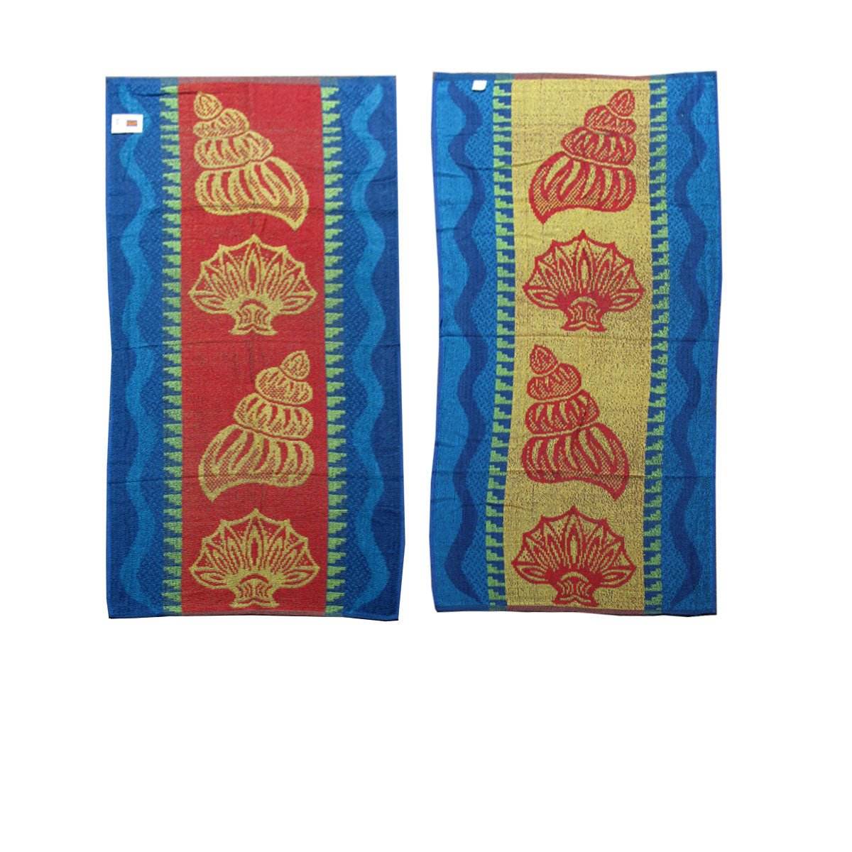 Set of 4 Imperfect Jacquard Terry Beach Towels Sea Shells | Outdoorium