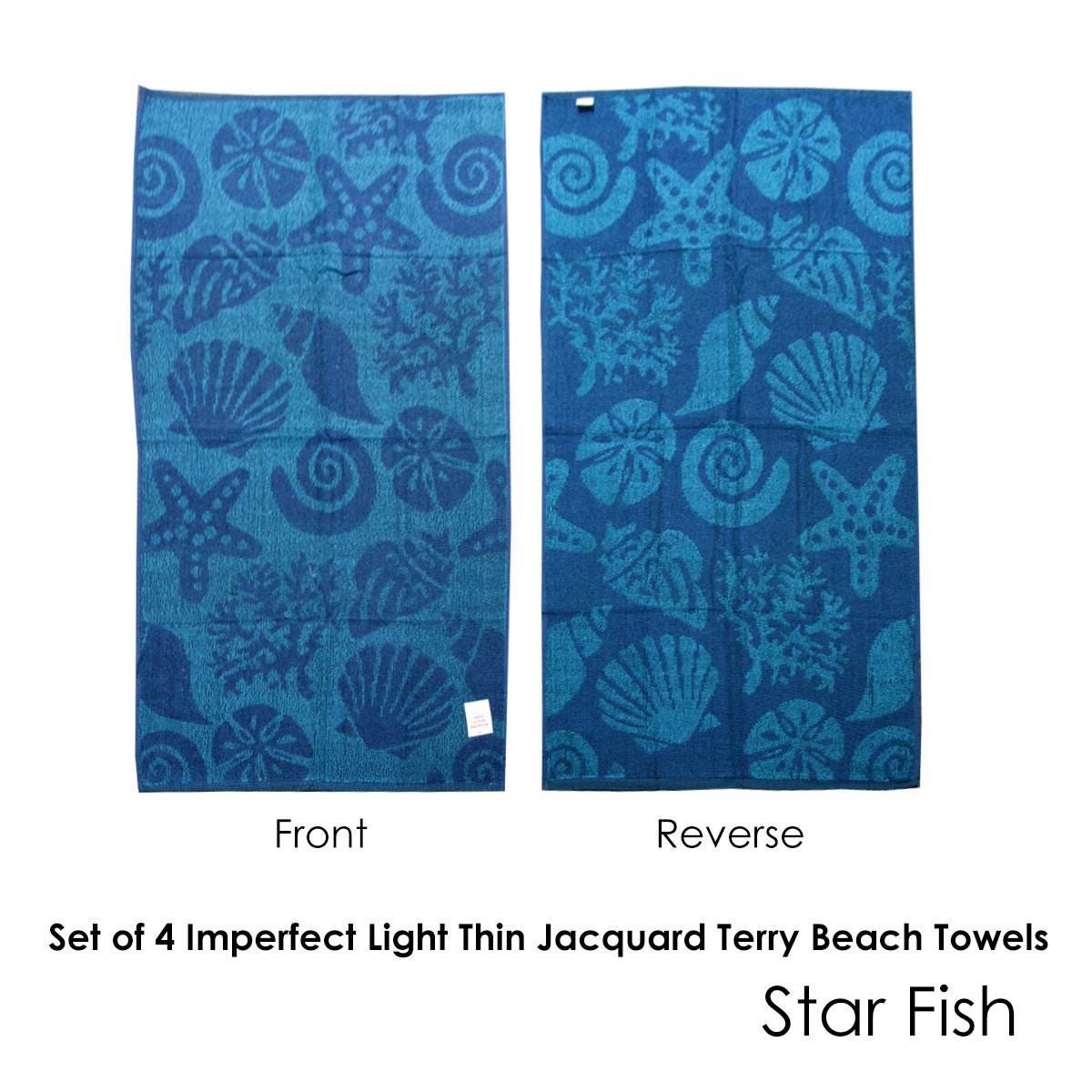 Set of 4 Imperfect Jacquard Terry Beach Towels Star Fish | Outdoorium