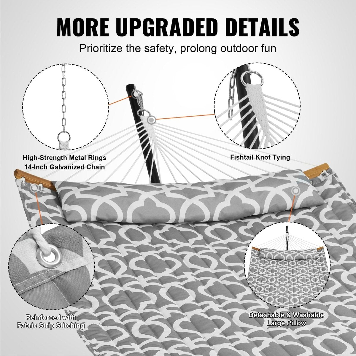 Two Person Hammock with Stand Included, Double Hammock with Curved Spreader Bar and Detachable Pillow and Portable Carrying Bag, Perfect for Outdoor Freestanding Hammock, 480lb Capacity | Outdoorium