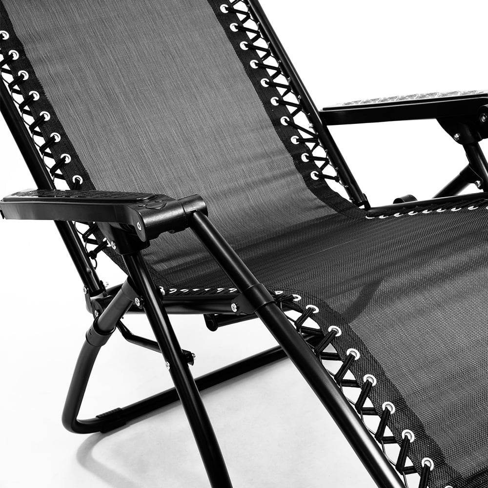 Wallaroo Zero Gravity Reclining Deck Lounge Sun Beach Chair Outdoor Folding Camping - Black | Outdoorium