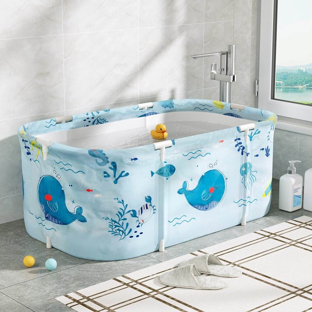 Weisshorn Foldable Bathtub PVC Spa Bucket Inflatable Cushion 114x62cm Blue | Outdoorium