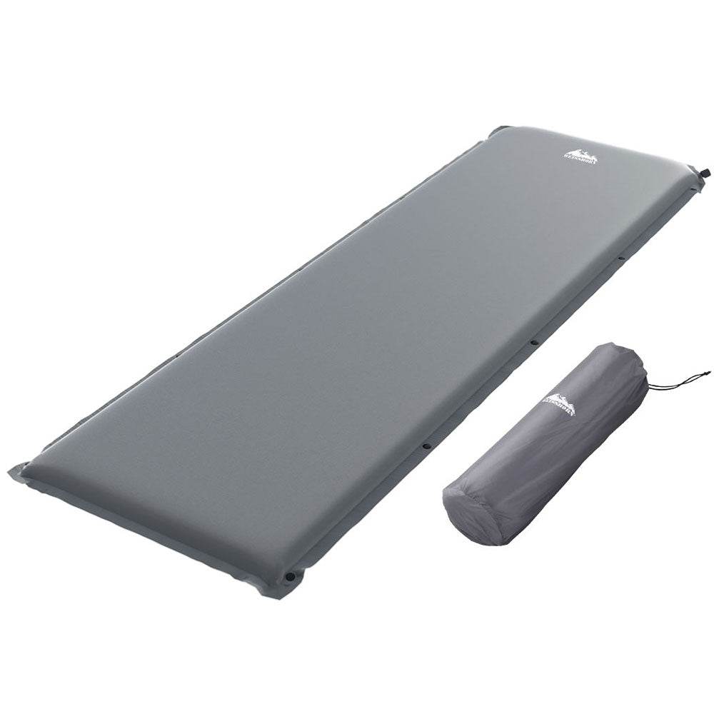 Weisshorn Self Inflating Mattress Camping Sleeping Mat Air Bed Pad Single Grey | Outdoorium