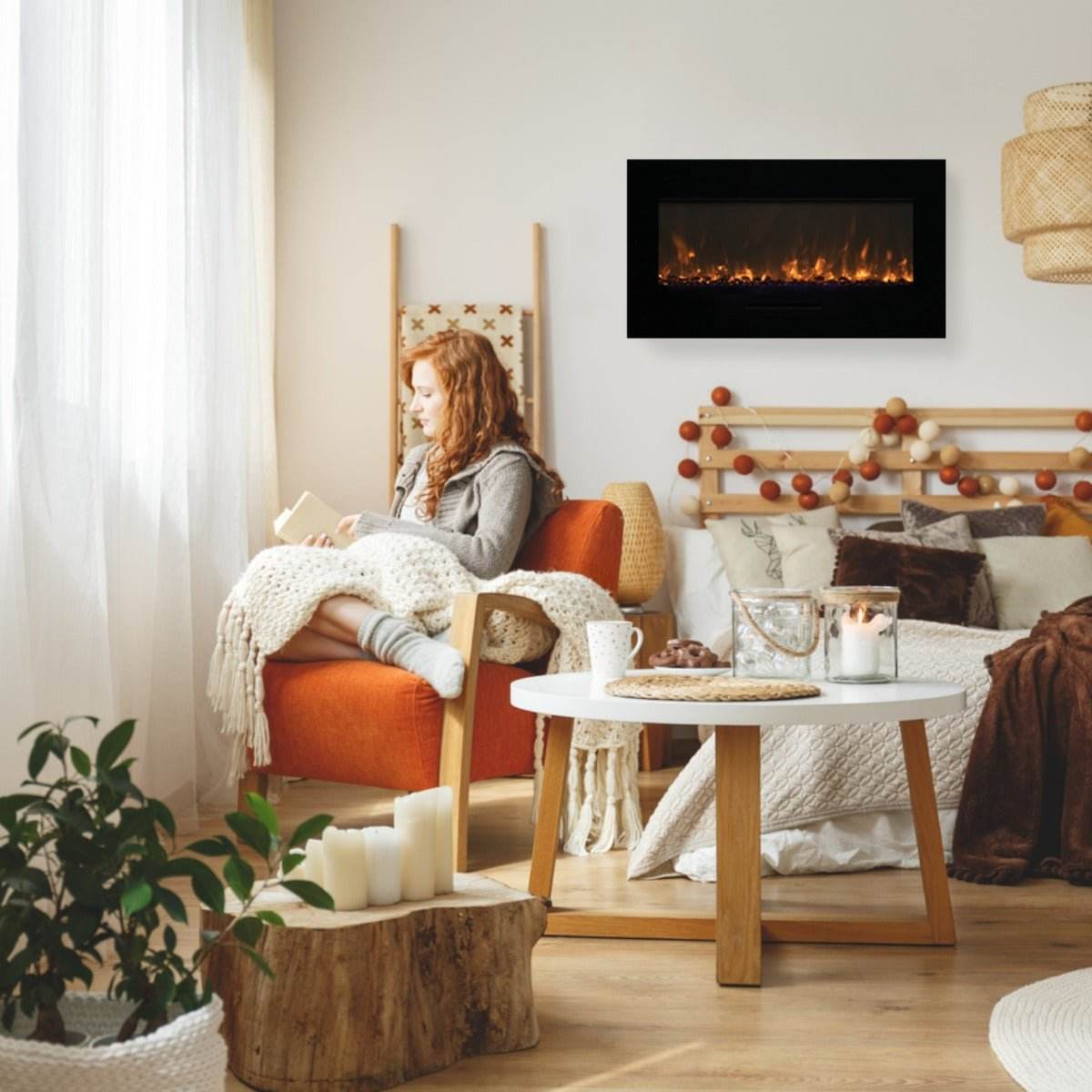 WM - FM - BG wall mount Electric Fireplace | Outdoorium