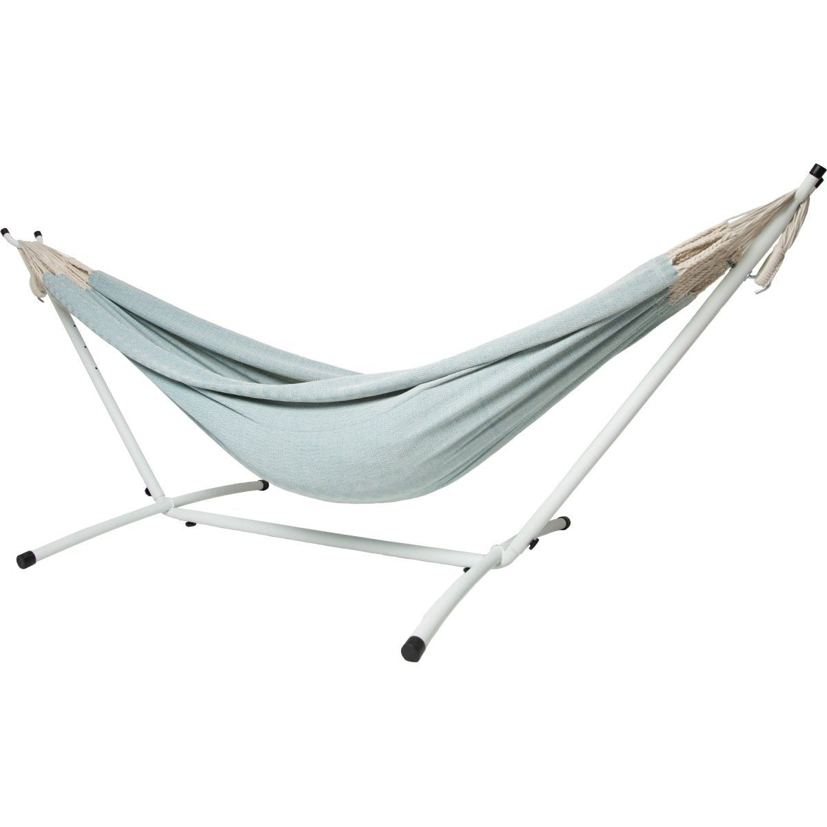 10ft White Universal Steel Hammock Stand & Authentic Double Clasico Hammock in Beau Blue - Outdoorium