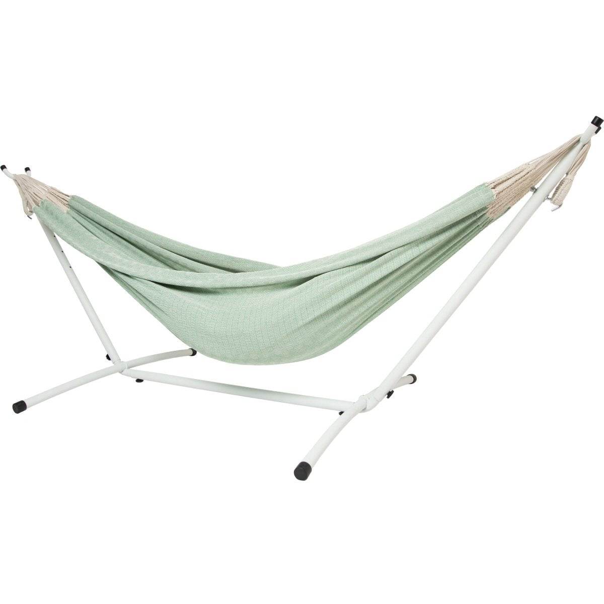 10ft White Universal Steel Hammock Stand & Authentic Double Clasico Hammock in Eucalyptus | Outdoorium