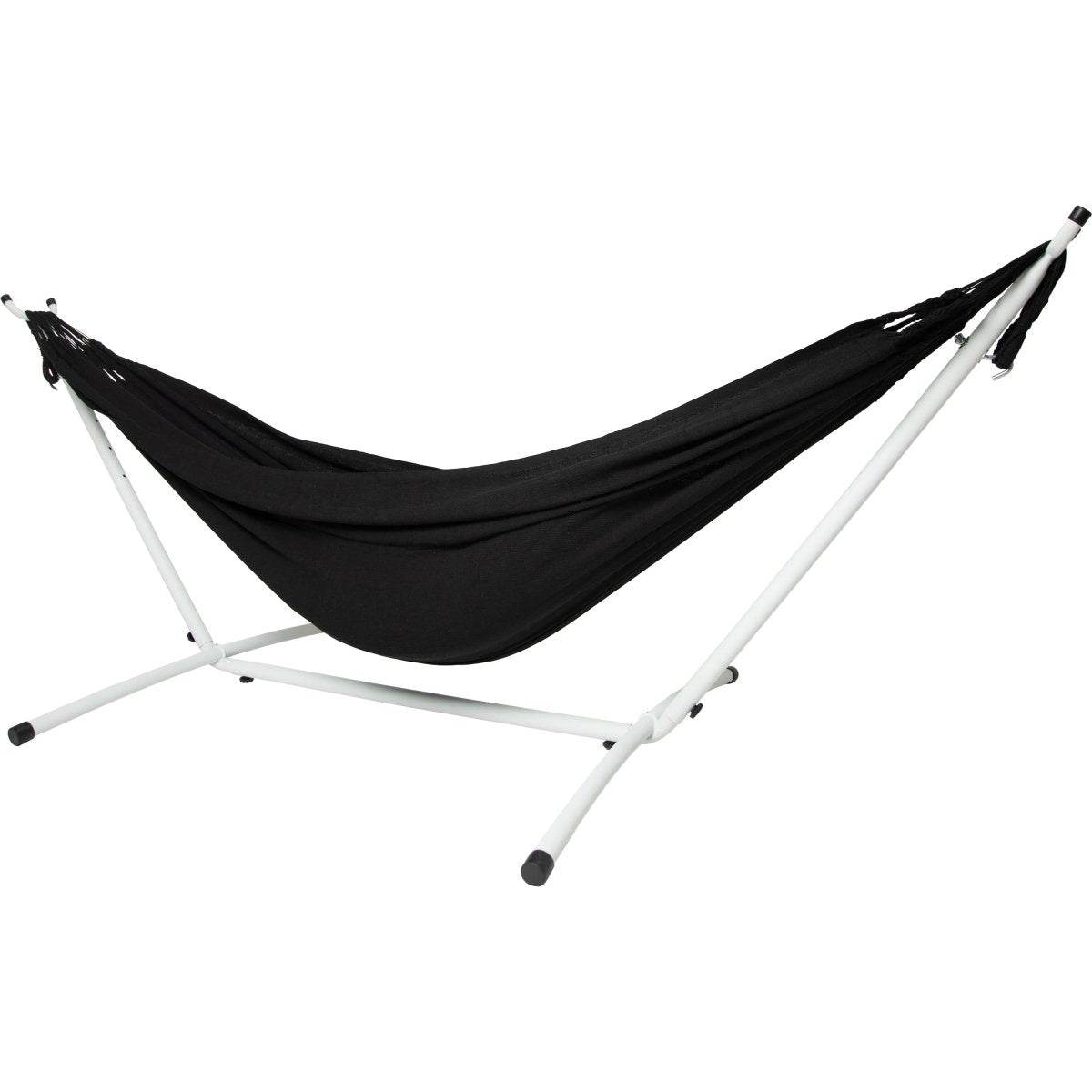 10ft White Universal Steel Hammock Stand & Authentic Double Clasico Hammock in Midnight | Outdoorium