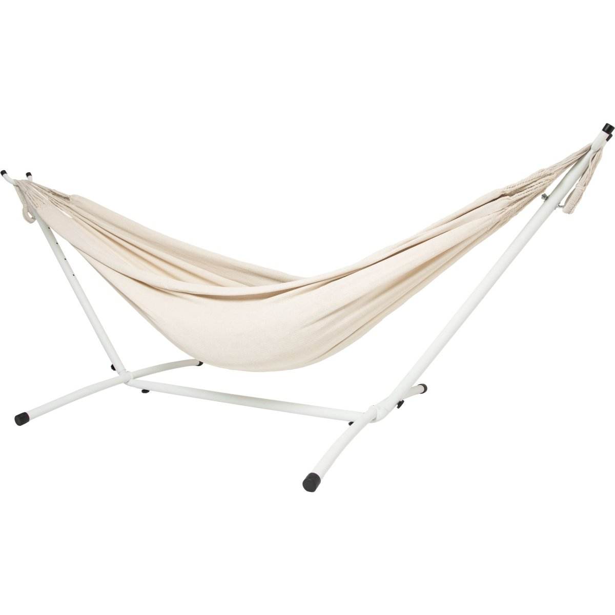 10ft White Universal Steel Hammock Stand & Authentic Double Clasico Hammock in Natura | Outdoorium