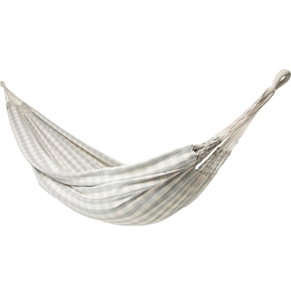 10ft White Universal Steel Hammock Stand &amp; Authentic Double Vichy Hammock in Stone - Outdoorium