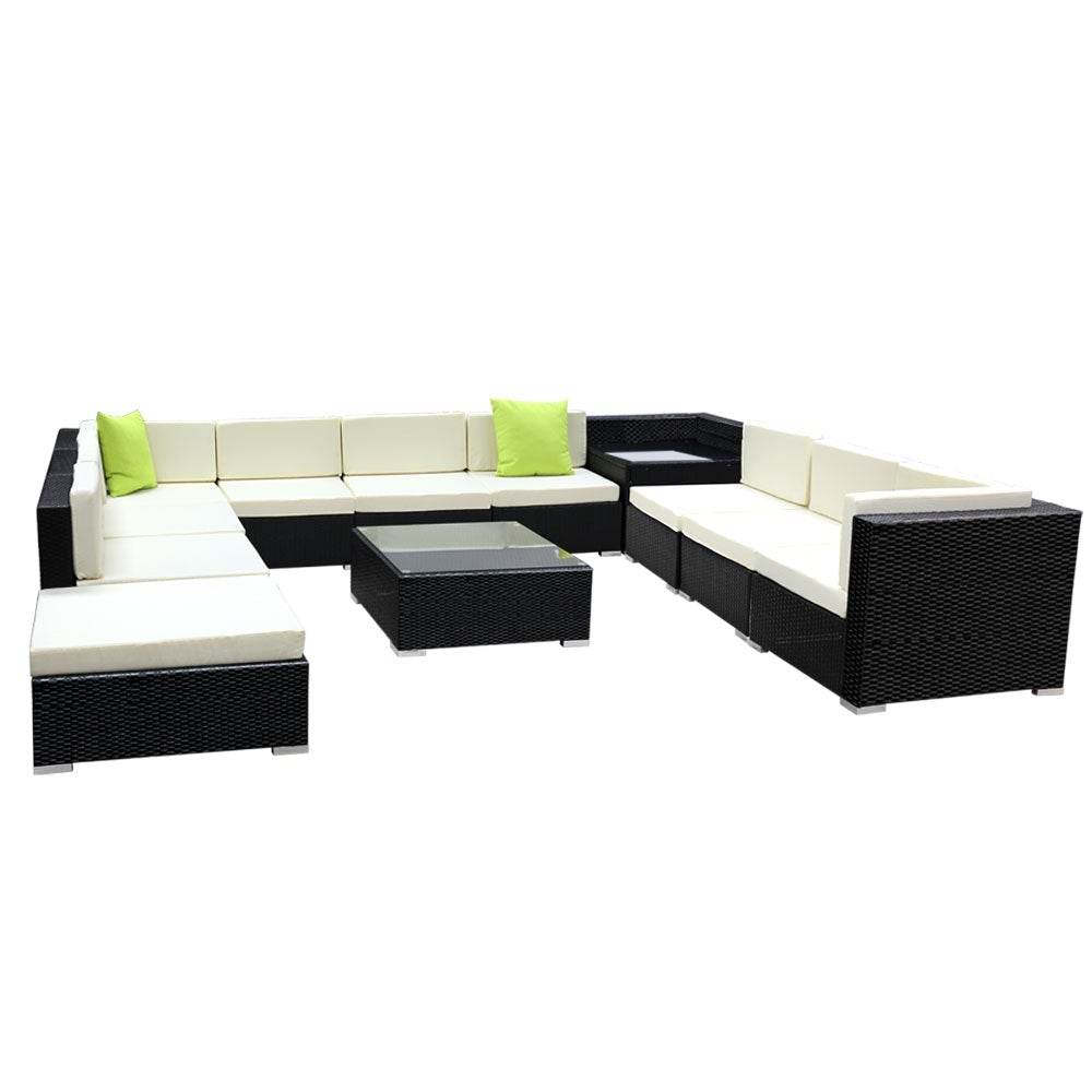 12PC Outdoor Furniture Sofa Set Wicker Garden Patio Lounge | Outdoorium
