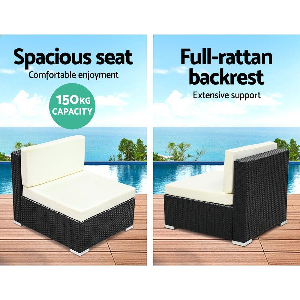 3PC Outdoor Furniture Sofa Set Wicker Rattan Garden Lounge Chair Setting - Outdoorium