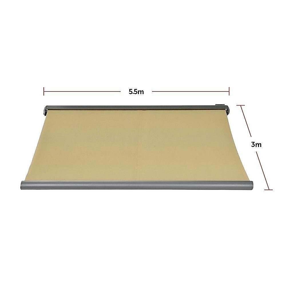 5.5m x 3.0m Retractable Folding Arm Awning Heavy Duty Full Cassette Motorised | Outdoorium