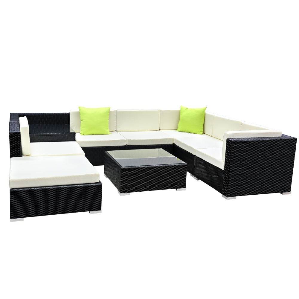 Gardeon 9 - Piece Outdoor Sofa Set Wicker Couch Lounge Setting 7 Seater | Outdoorium