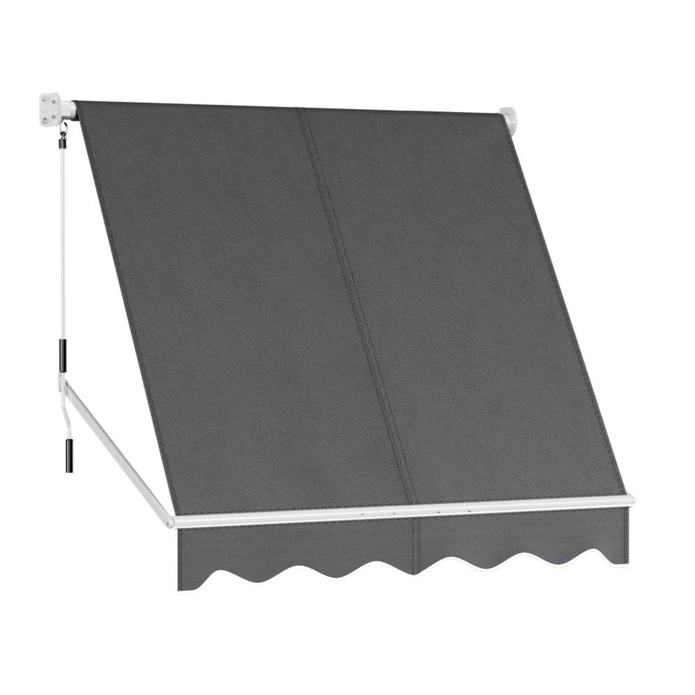 Instahut Retractable Fixed Pivot Arm Window Awning Outdoor Blinds 2.1X2.1M Grey | Outdoorium