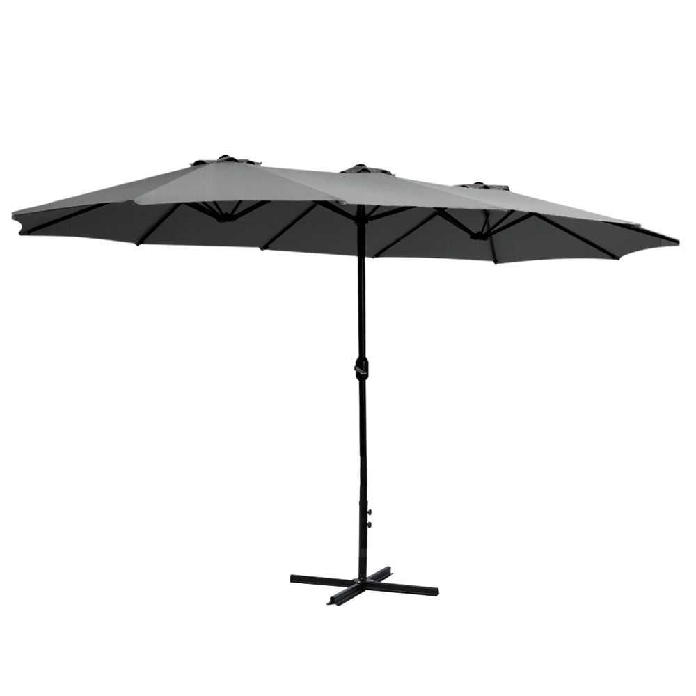 Instahut Outdoor Umbrella Twin Umbrellas Beach Stand Garden Base Sun Patio 4.57m - Outdoorium