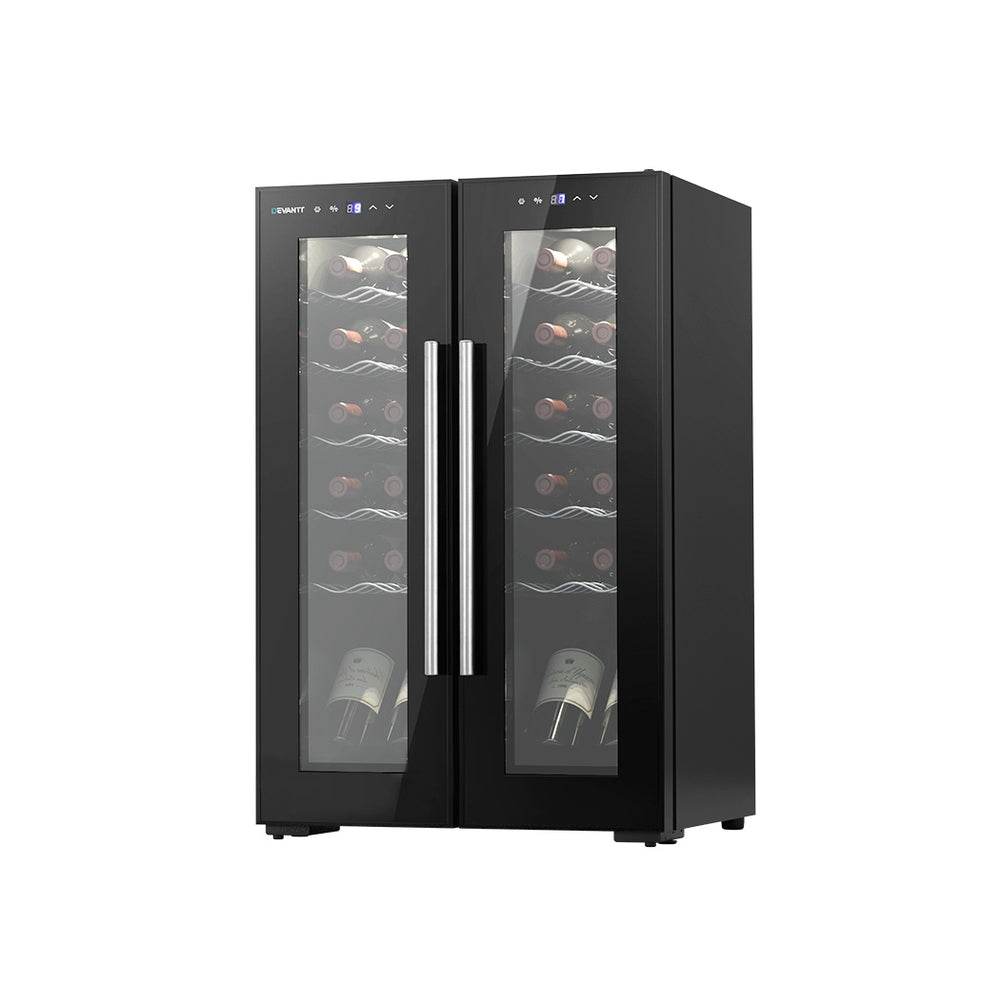 Devanti Wine Fridge Cooler Dual Zone 24 Bottles | Outdoorium
