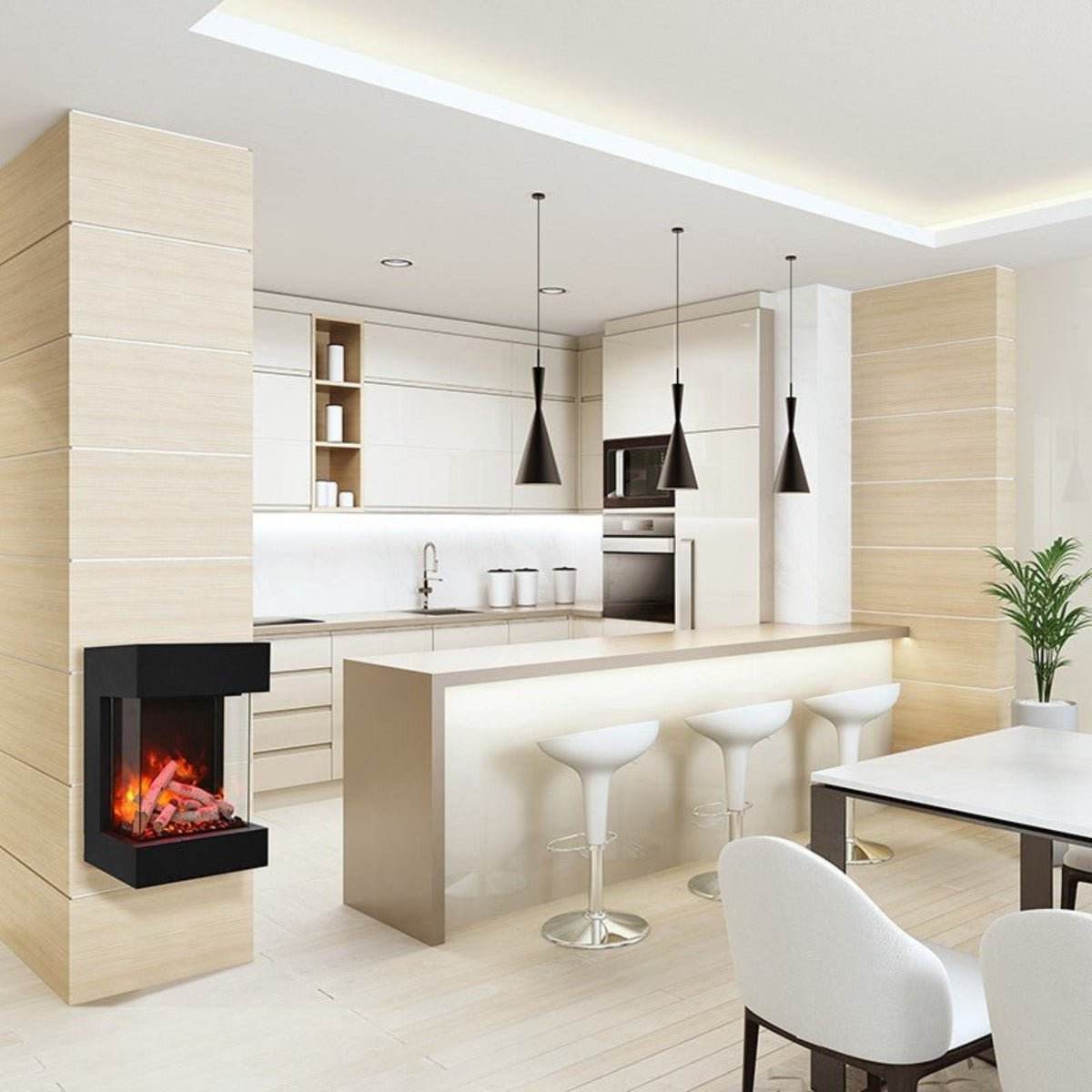 Amantii Cube 2025WM 3 Sided Wall Mount Electric Fireplace | Outdoorium