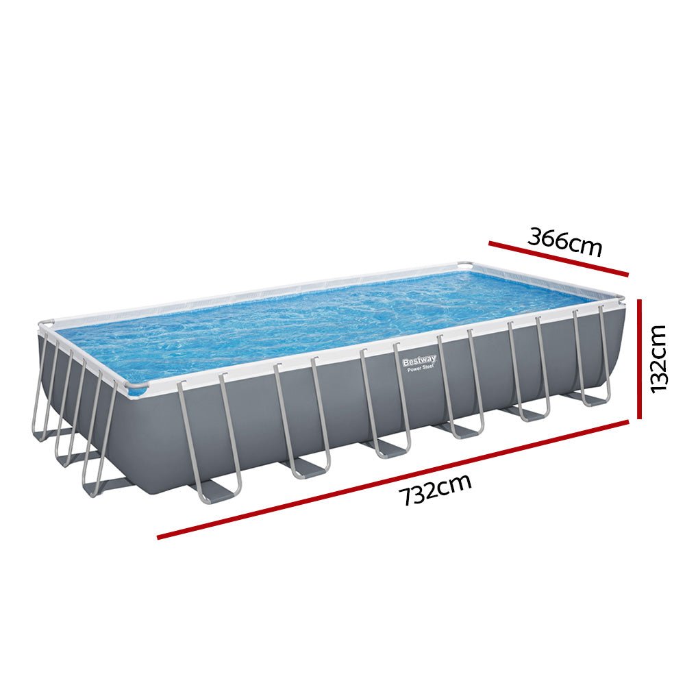 Bestway Swimming Pool Frame Above Ground Pools Rectangular Filter Pump Ladder 7M - Outdoorium