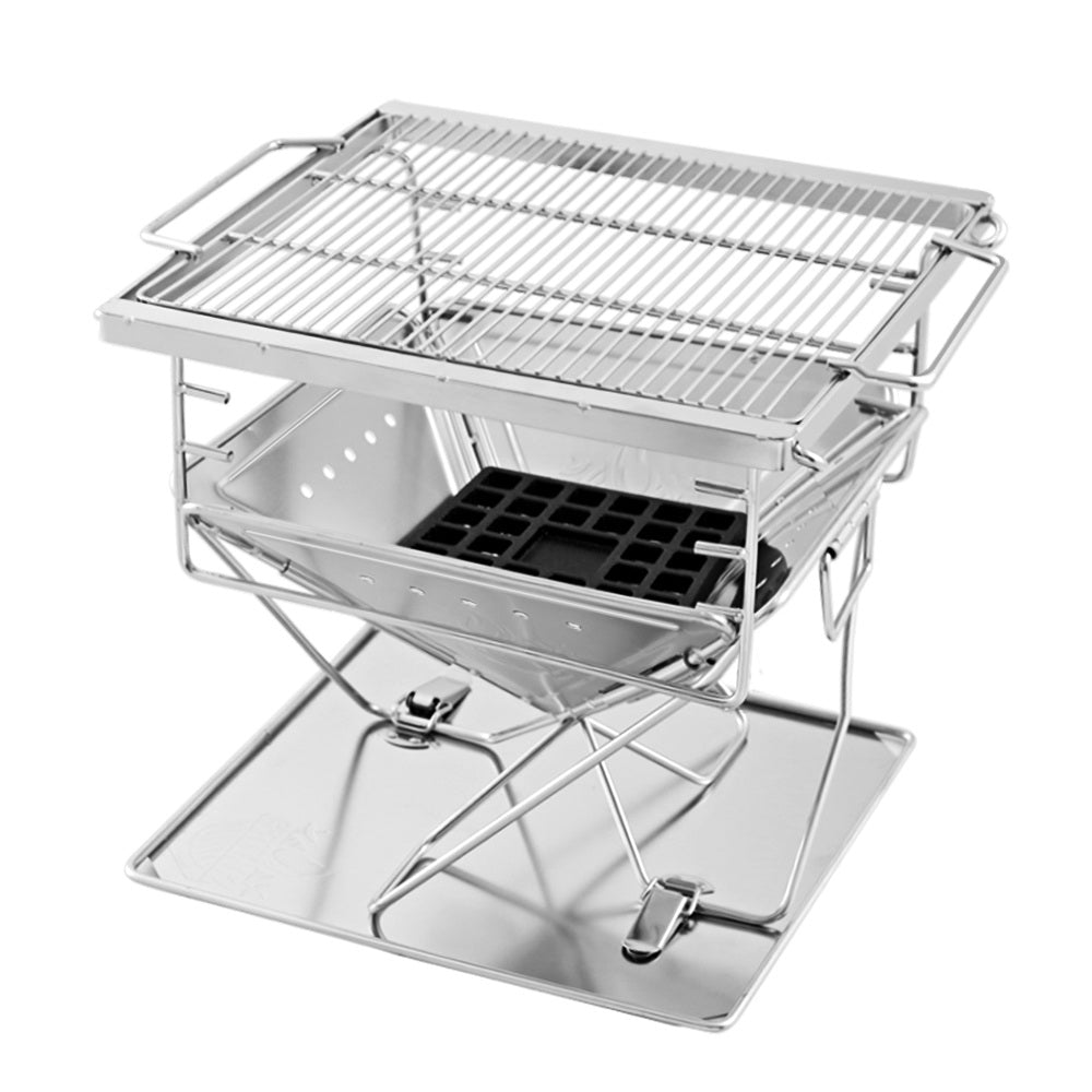 Camping Fire Pit BBQ Portable Folding Stainless Steel Stove Outdoor Pits - Outdoorium
