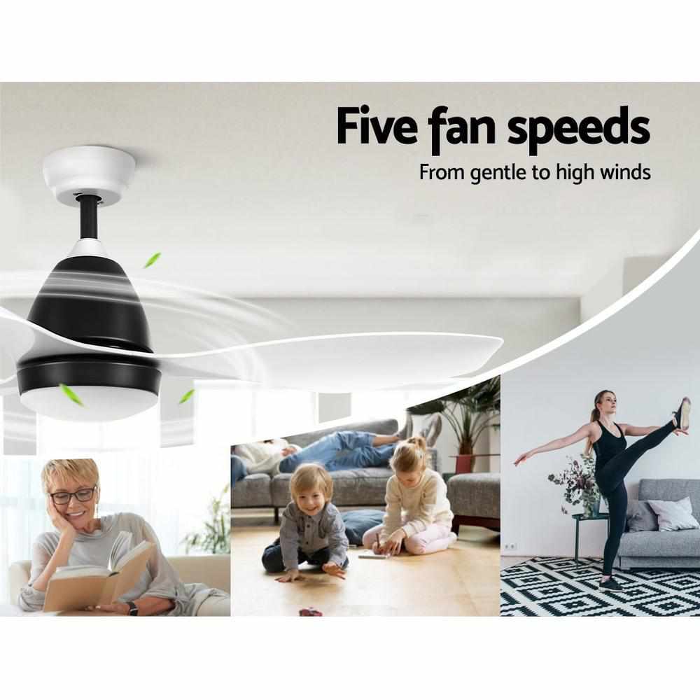 Devanti Ceiling Fan Light Remote Control Ceiling Fans White 48&#39;&#39; 3 Blades - Outdoorium