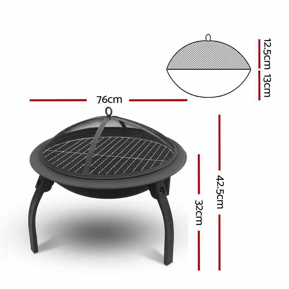 Fire Pit BBQ Charcoal Grill Smoker Portable Outdoor Camping Garden Pits 30" | Outdoorium