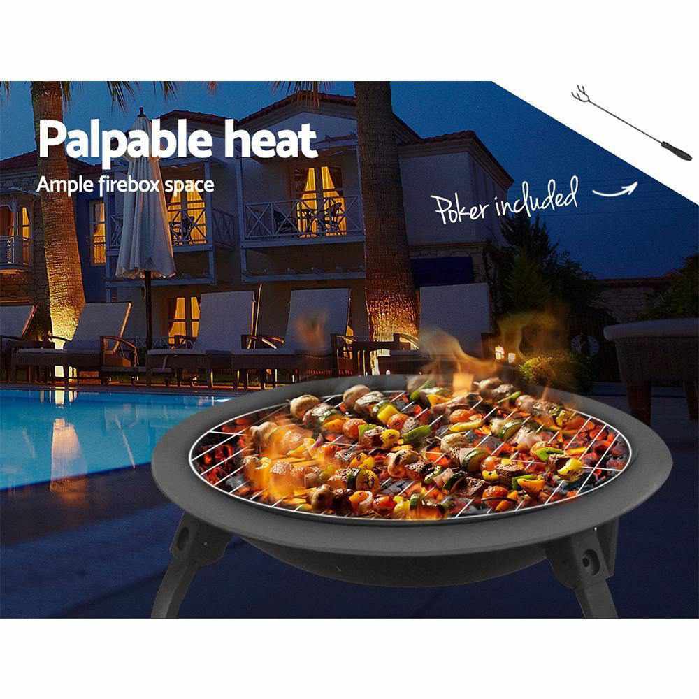 Fire Pit BBQ Charcoal Grill Smoker Portable Outdoor Camping Garden Pits 30" | Outdoorium