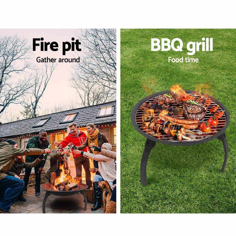 Fire Pit BBQ Charcoal Grill Smoker Portable Outdoor Camping Garden Pits 30" | Outdoorium