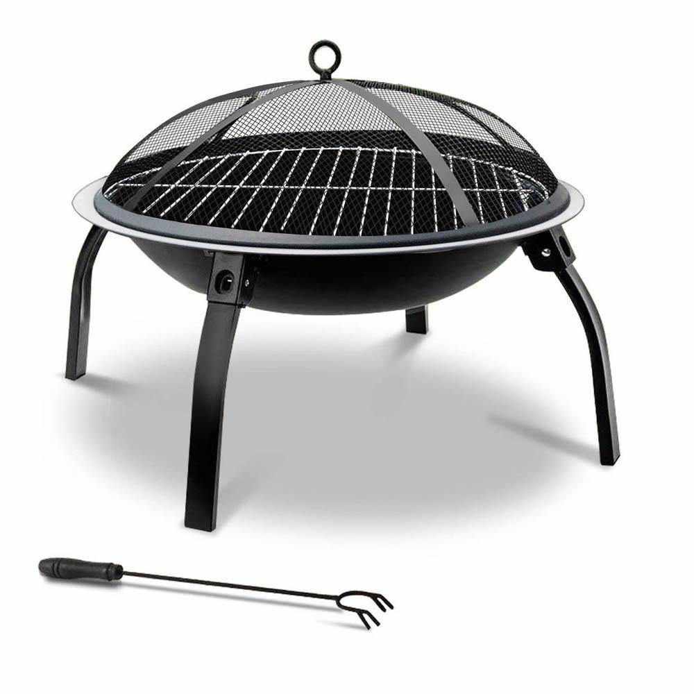 Fire Pit BBQ Charcoal Grill Smoker Portable Outdoor Camping Garden Pits 30" | Outdoorium