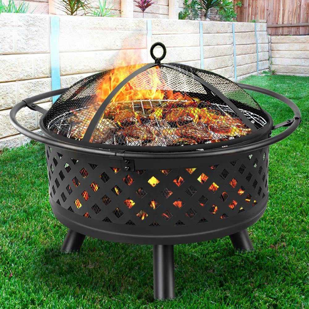 Fire Pit BBQ Grill Smoker Portable Outdoor Fireplace Patio Heater Pits 30" - Outdoorium