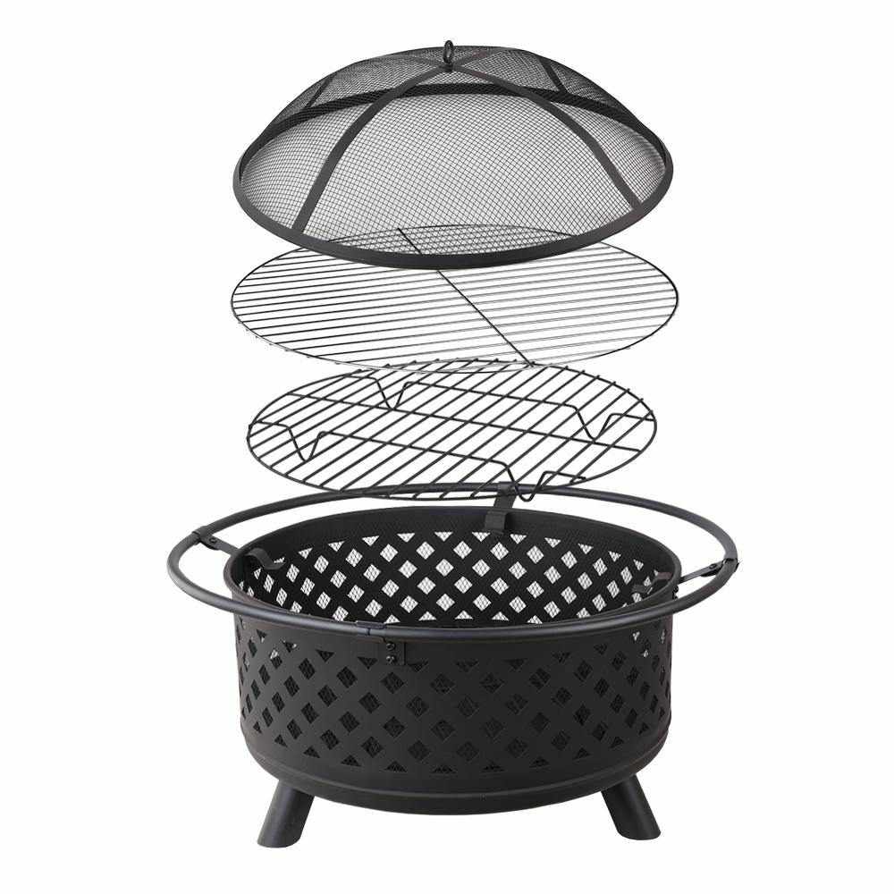 Fire Pit BBQ Grill Smoker Portable Outdoor Fireplace Patio Heater Pits 30&quot; - Outdoorium