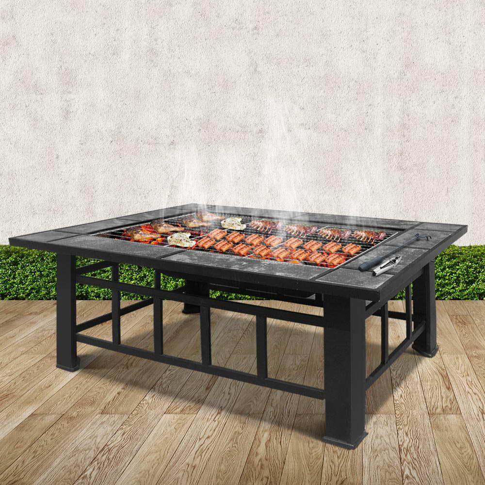 Grillz Fire Pit BBQ Grill Ice Bucket 3-In-1 Table - Outdoorium