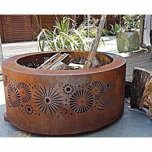 Double Skin Round Fire Pit - 3 Available Colours - 7+ Patterns - Outdoorium