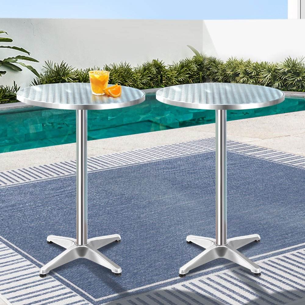 Gardeon Set of 2 Outdoor Bar Table Aluminium Round 70/110CM | Outdoorium