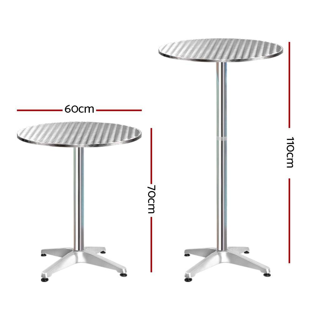 Gardeon Set of 2 Outdoor Bar Table Aluminium Round 70/110CM - Outdoorium