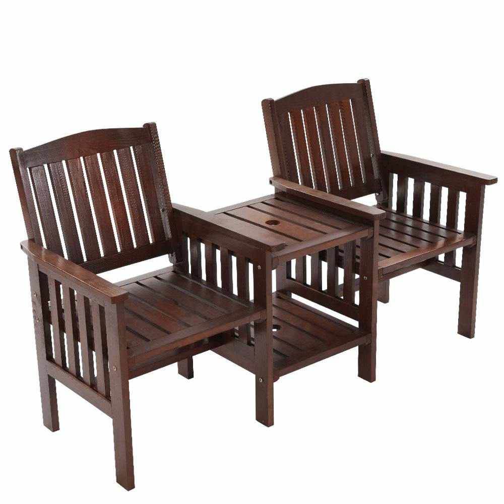 Gardeon Outdoor Garden Bench Loveseat Wooden Table Chairs Patio Furniture Charcoal | Outdoorium