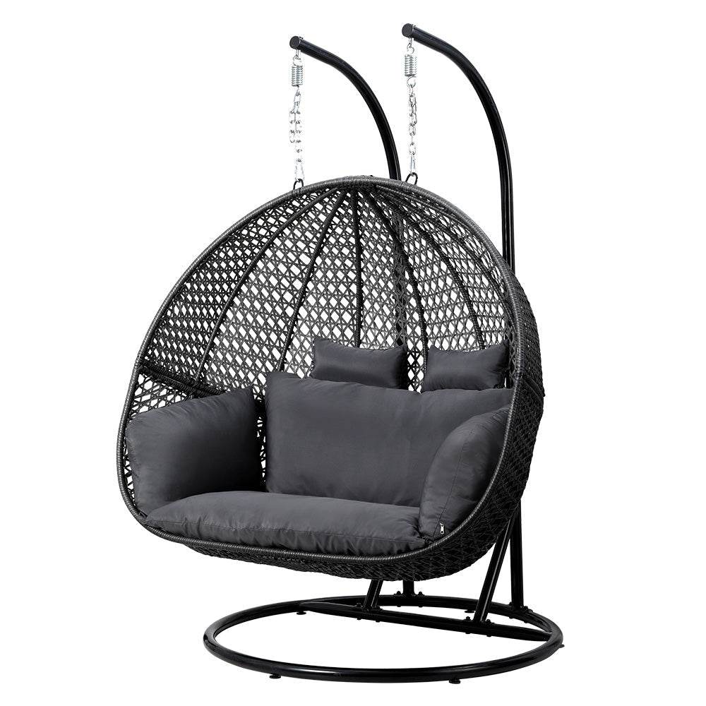 Gardeon Outdoor Egg Swing Chair Wicker Furniture Pod Stand Cushion