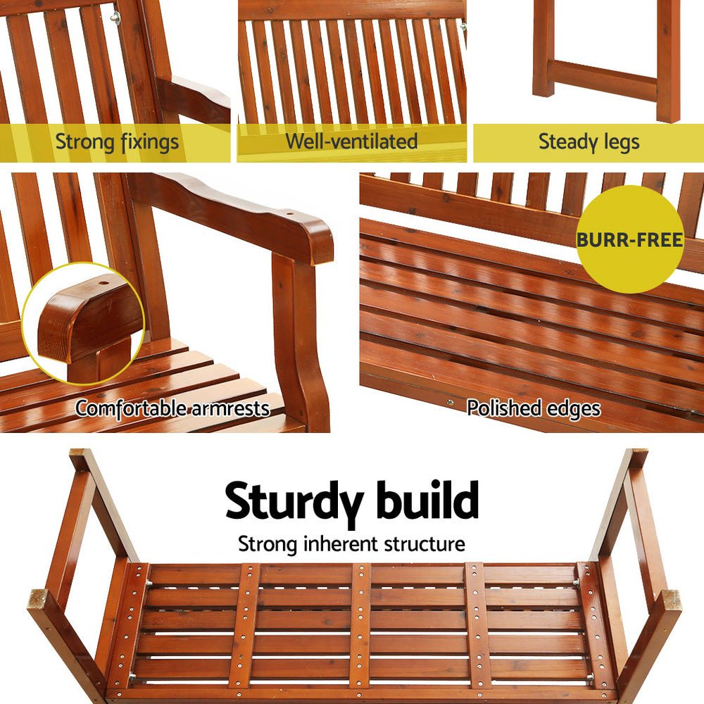 Gardeon Outdoor Garden Bench Seat Wooden Chair Patio Furniture Timber Lounge - Outdoorium