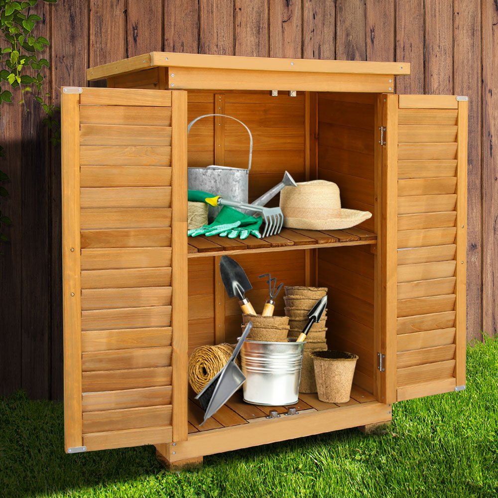 Gardeon Portable Wooden Garden Storage Cabinet - Outdoorium