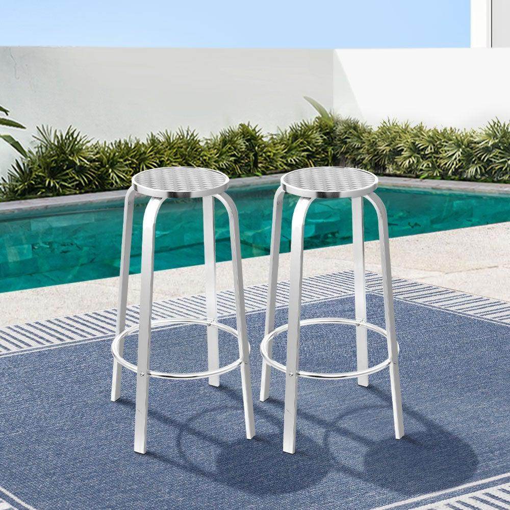 Gardeon 2x Outdoor Bar Stools Aluminum | Outdoorium
