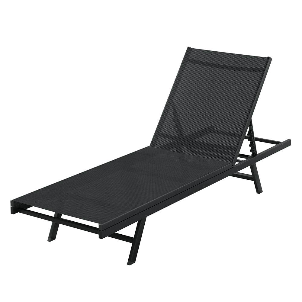 Gardeon Sun Lounge Outdoor Lounger Steel Beach Chair Patio Furniture Black | Outdoorium