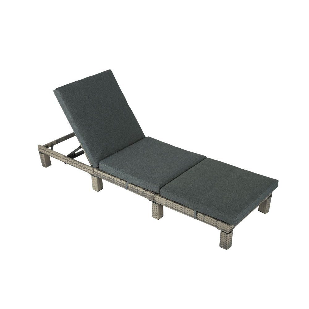 Grey Rattan Sun Bed with Adjustable Recline - Outdoorium