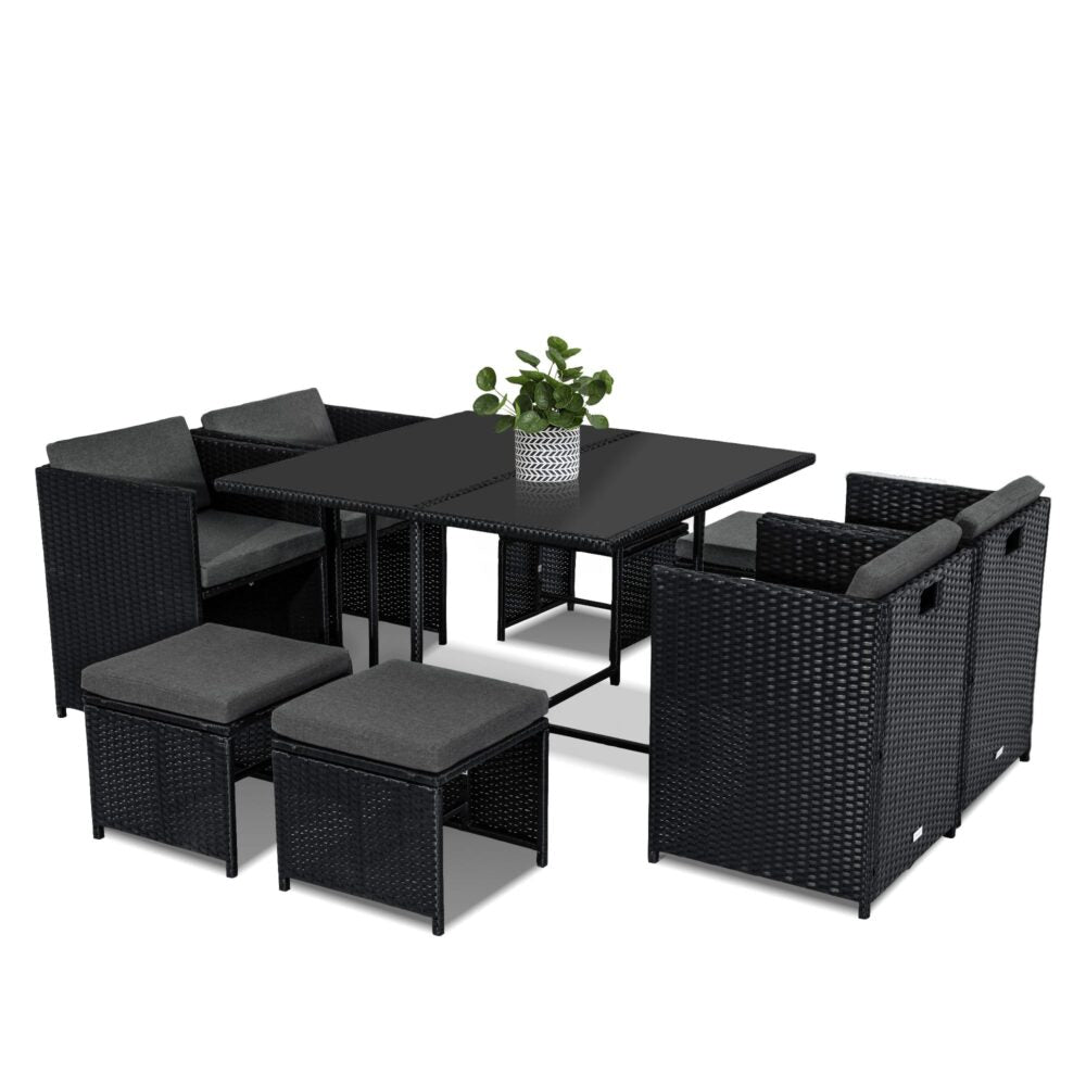 Horrocks 8 Seater Outdoor Dining Set - Black - Outdoorium