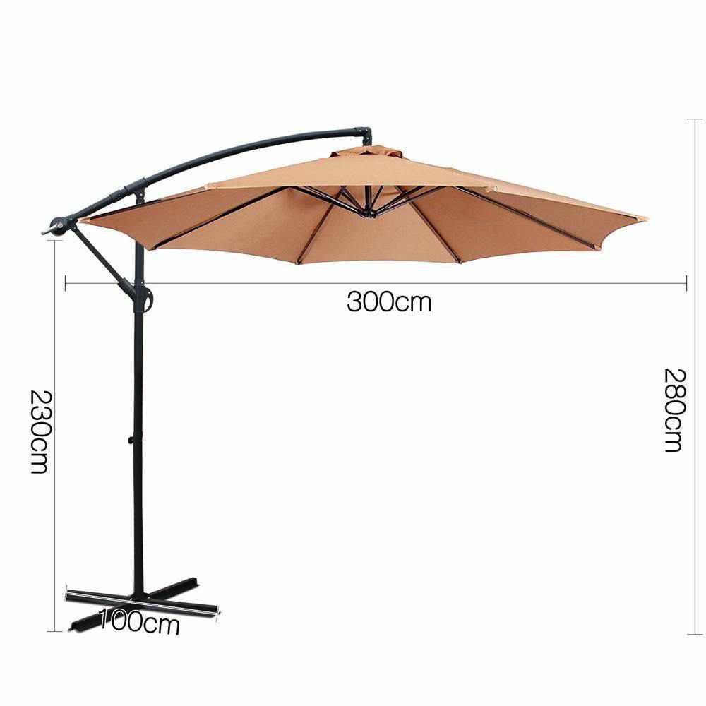Instahut 3M Cantilevered Outdoor Umbrella - Beige - Outdoorium